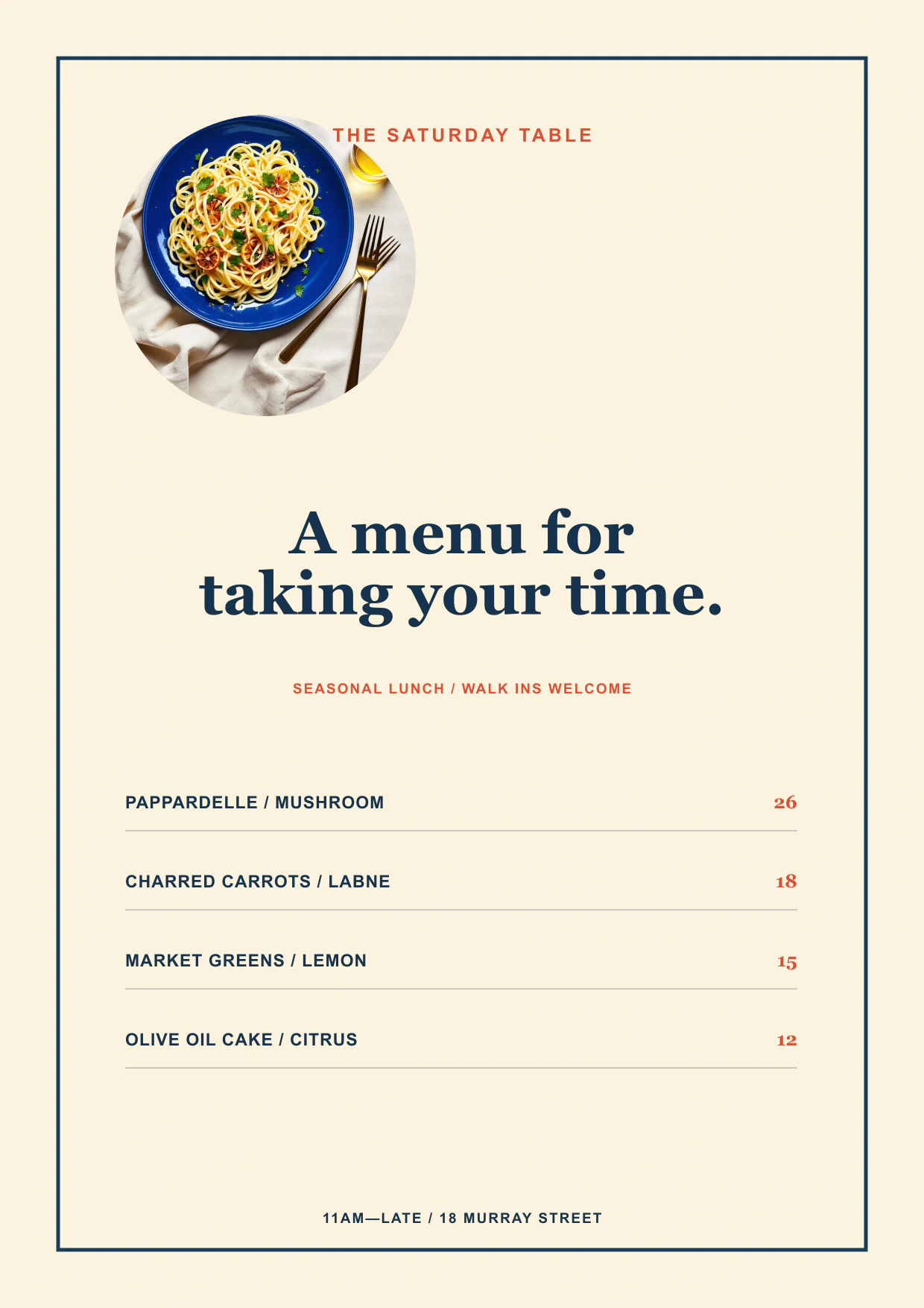 Menu template preview